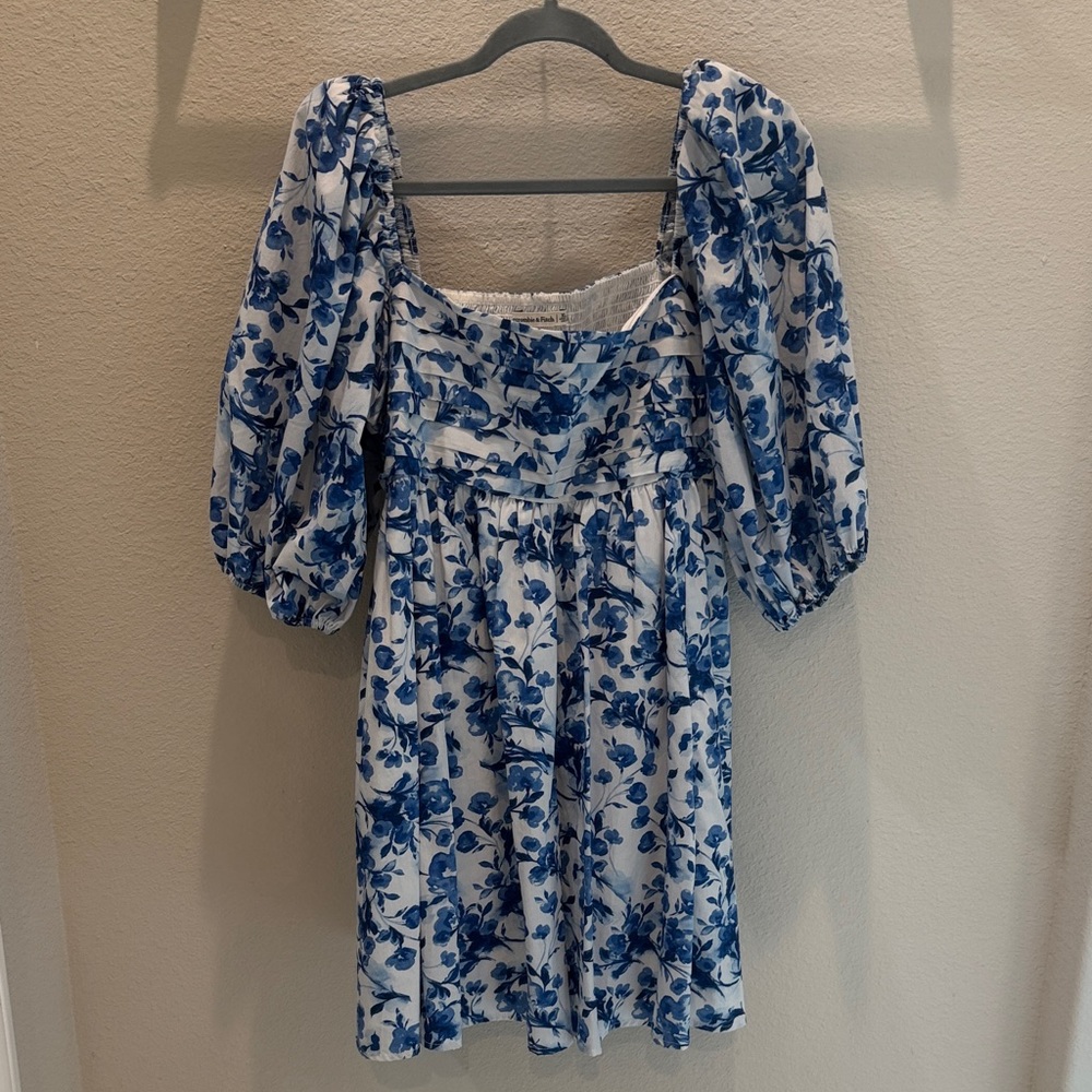 Abercrombie & Fitch Emerson Poplin Puff Sleeve Mini Dress